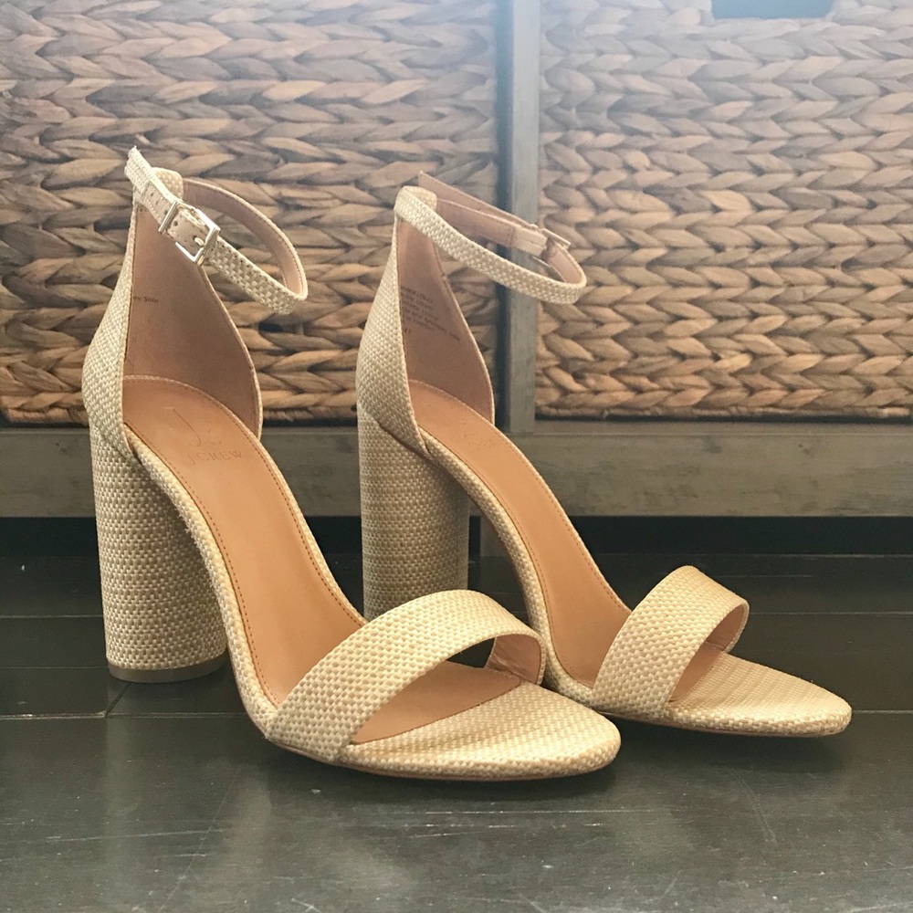 J. By J. Crew block heel rattan shoes